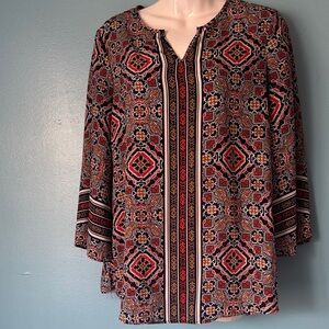 Cato sleeveless blouse Red and Black Geometric Blouse size S